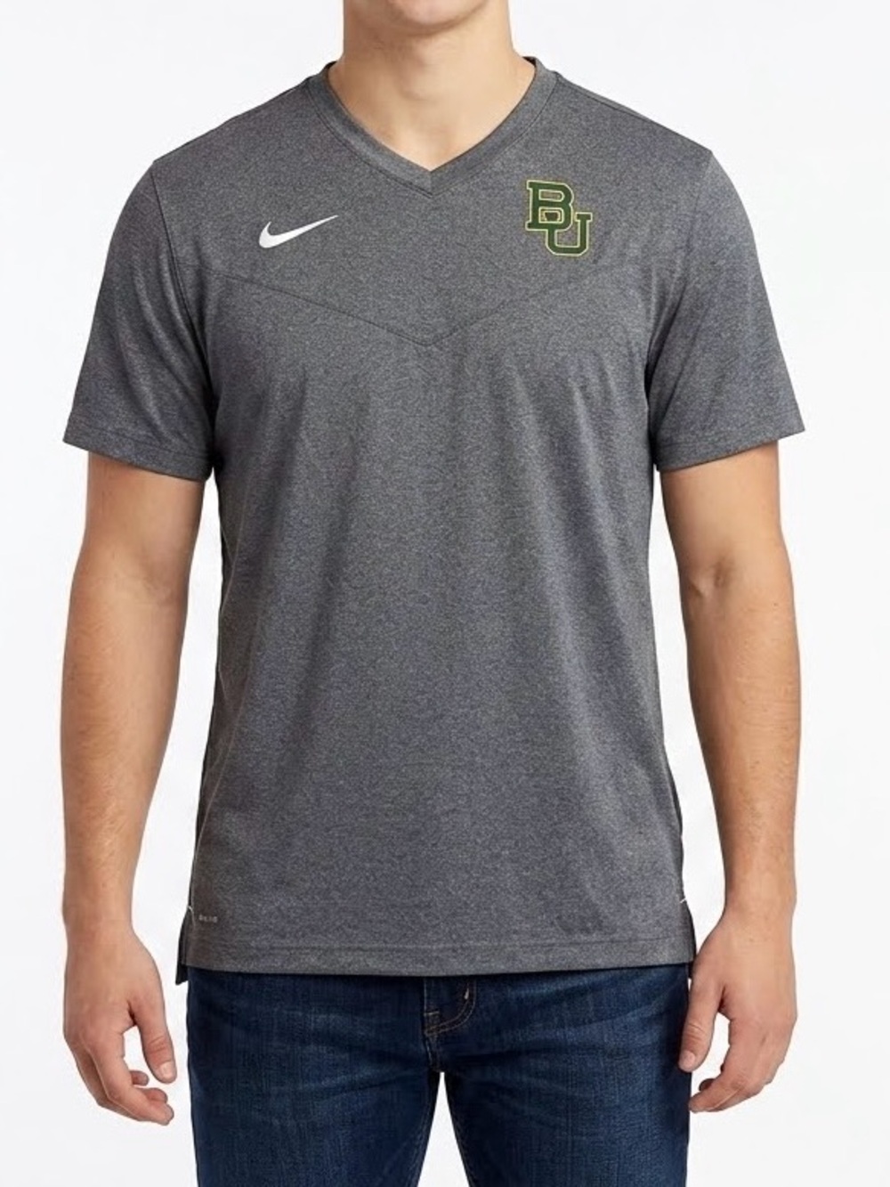 Nike Men's UV Sideline Coach Short Sleeve Top Medium Dri-FIT Gray Baylor Bears